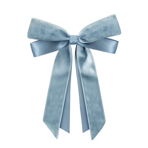 Large Antique Blue Velvet & Satin Clip