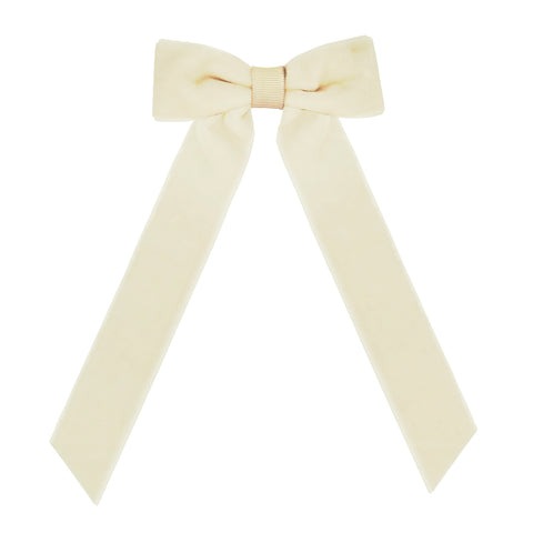 Medium Ivory Long Tail Velvet Hair Clip