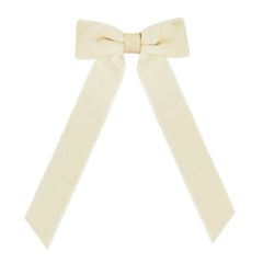 Medium Ivory Long Tail Velvet Hair Clip