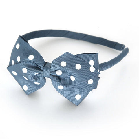 Large Antique Blue Polka Dot Alice Band