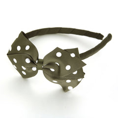 Large Deep Sage Polka Dot Alice Band