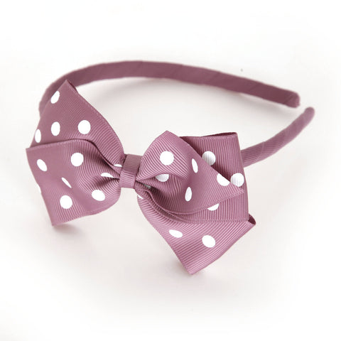 Large Rosy Mauve Polka Dot Alice Band
