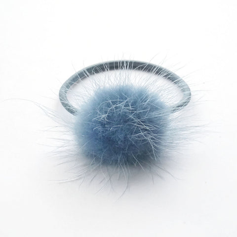 Antique Blue Pom Pom Elastic