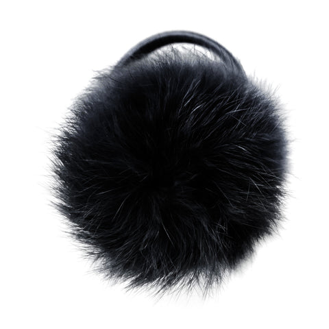 Large Black Pom Pom Hair Elastic