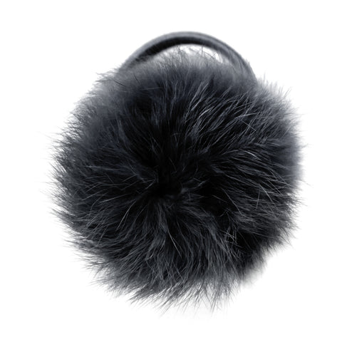 Large Charcoal Pom Pom Hair Elastic