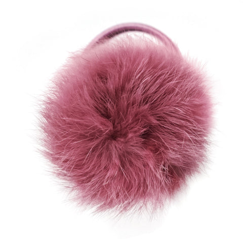 Large Dusty Coral Pom Pom Hair Elastic