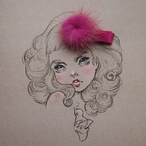 Raspberry Rose Pom Pom Greeting Card