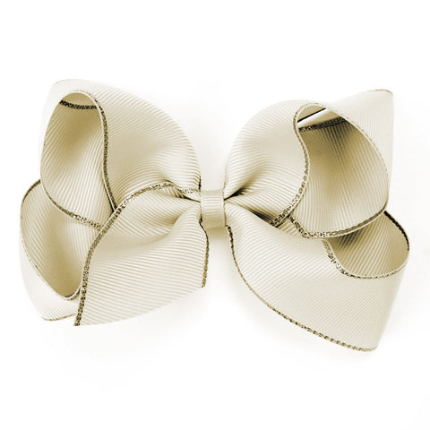 Large Ivory Gold Edge Hair Clip