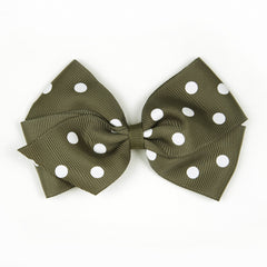 Large Deep Sage Polka Dot Hair Clip