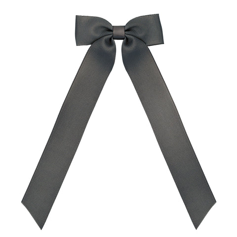 Medium Charcoal Long Tail Grosgrain Hair Clip