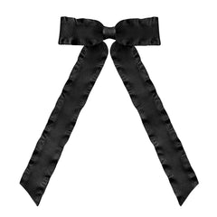 Black Medium Long Tail Ruffle Hair Clips