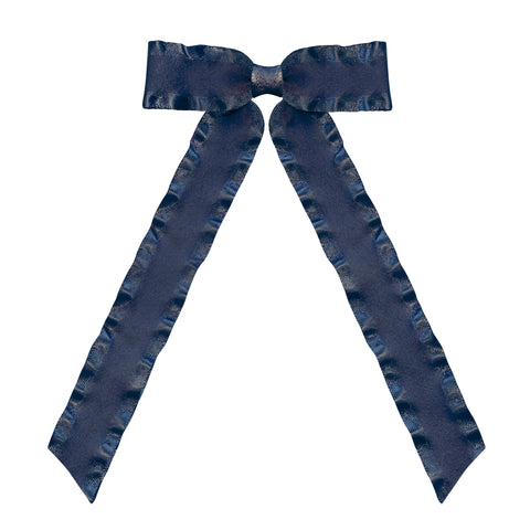 Peacoat Medium Long Tail Ruffle Hair Clips