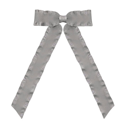 Silver Medium Long Tail Ruffle Hair Clips