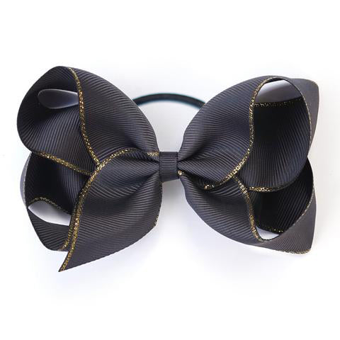 Large Charcoal Gold Edge Elastic
