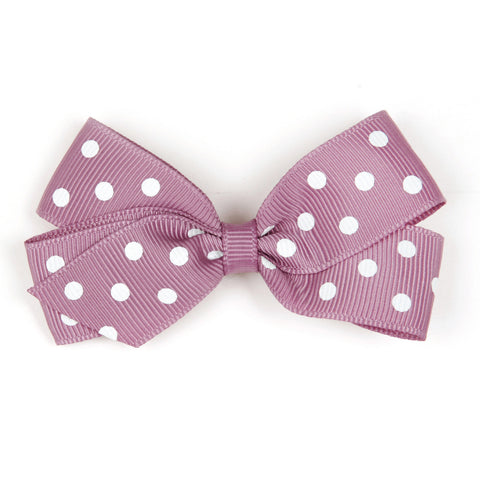 Medium Rosy Mauve Polka Dot Hair Clip