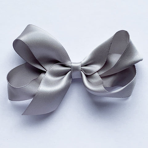 Medium Silver Satin Hair Clip