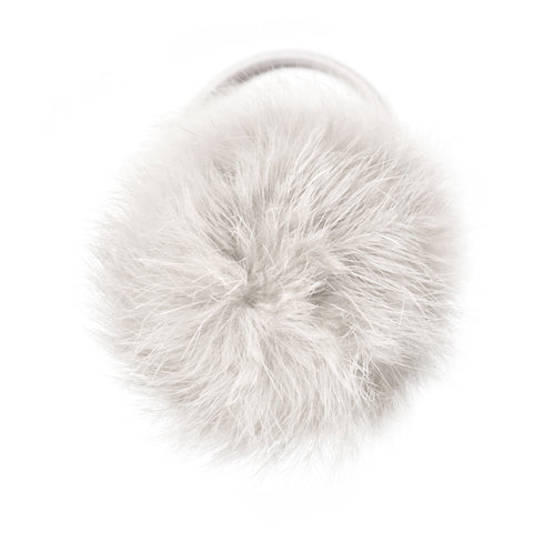 Large Off White Pom Pom Hair Elastic