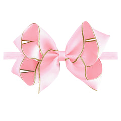 Large Icy Pink Gold Edge Baby Headband