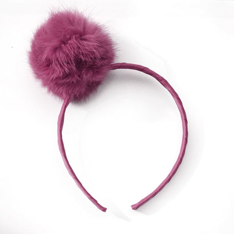 Large Raspberry Rose Pom Pom Alice Band