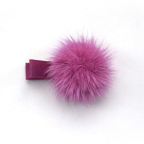 Raspberry Rose Pom Pom Hair Clip