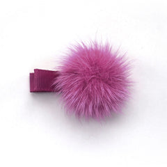 Raspberry Rose Pom Pom Hair Clip
