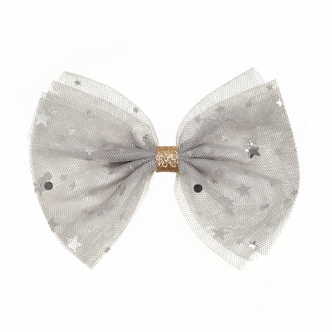 Large Silver Chiffon Hair Clip