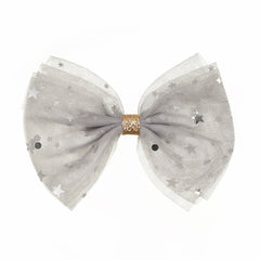 Large Silver Chiffon Hair Clip