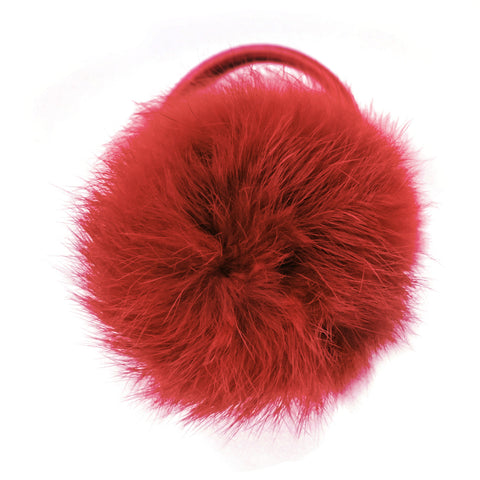 Large Scarlet Pom Pom Hair Elastic