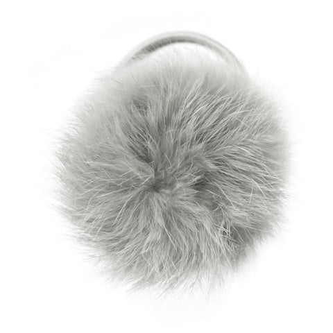 Large Silver Pom Pom Hair Elastic