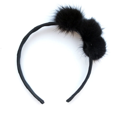 Small Black Pom Pom Alice Band