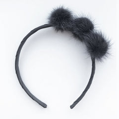 Small Charcoal Pom Pom Alice Band