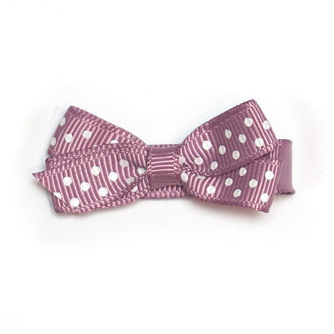 Small Rosy Mauve Polka Dot Hair Clip