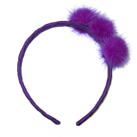Small Regal Purple Pom Pom Alice Band