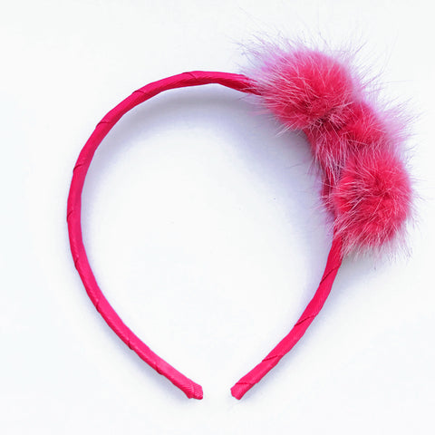 Small Shocking Pink Pom Pom Alice Band