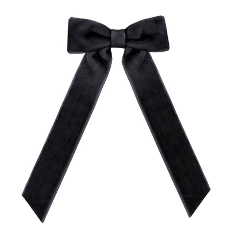Medium Black Long Tail Velvet Hair Clip