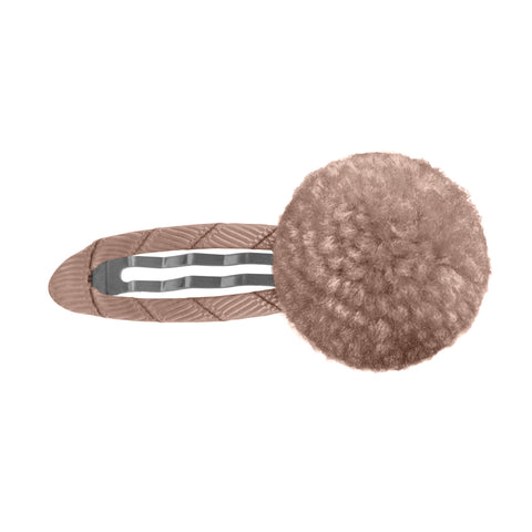 Antique Mauve Wool Pom Pom Hair Clip