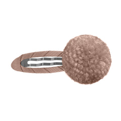 Antique Mauve Wool Pom Pom Hair Clip