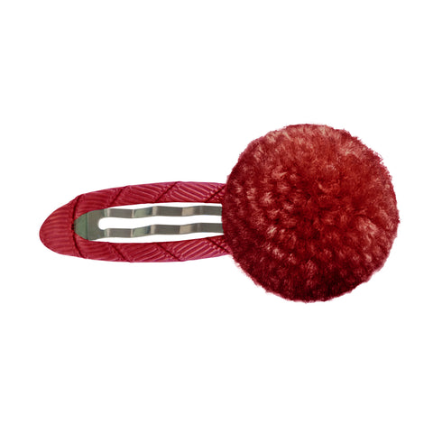 Scarlet Wool Pom Pom Hair Clip