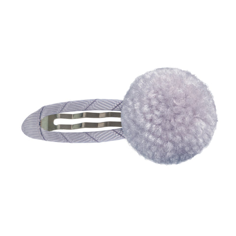 Silver Wool Pom Pom Hair Clip