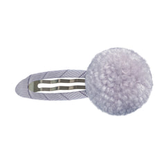 Silver Wool Pom Pom Hair Clip