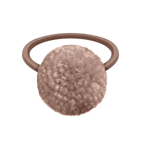 Antique Mauve Wool Pom Pom Hair Elastic