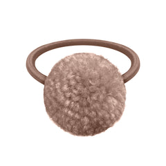 Antique Mauve Wool Pom Pom Hair Elastic
