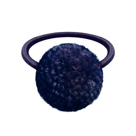 Peacoat Wool Pom Pom Hair Elastic