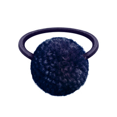 Peacoat Wool Pom Pom Hair Elastic