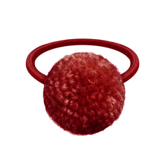 Scarlet Wool Pom Pom Hair Elastic