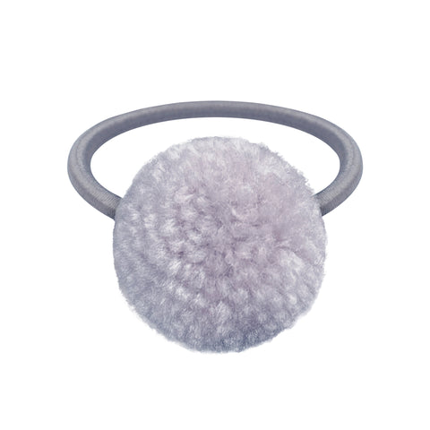 Silver Wool Pom Pom Hair Elastic