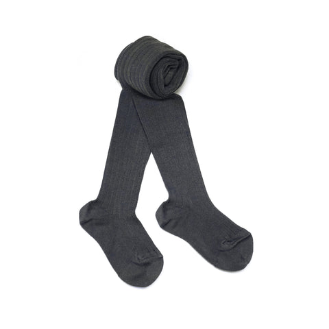 Ribbed Charcoal Tights