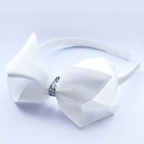 Off White Alice Band with Glitter Loop