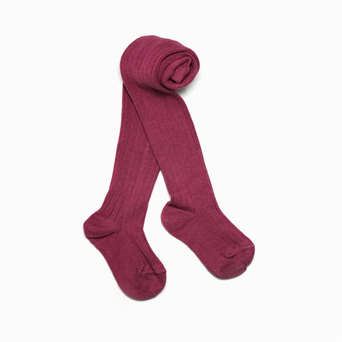 Ribbed Raspberry Rose Tights