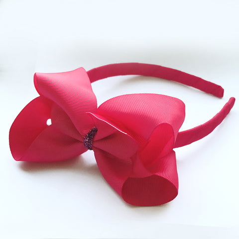 Shocking Pink Alice Band with Glitter Loop